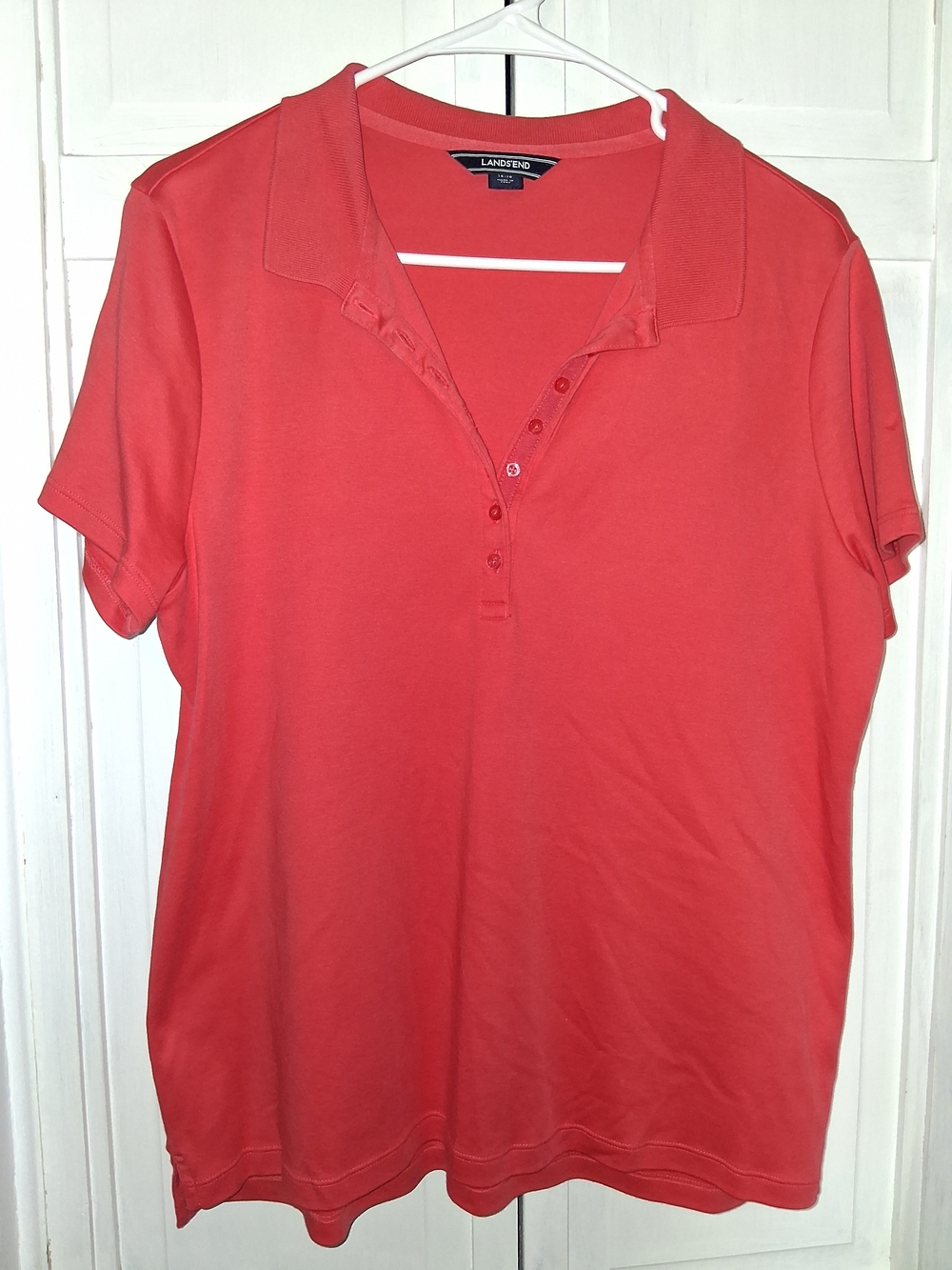 Lands' End Active Women's Coral Short-Sleeve Golf/Tennis Polo